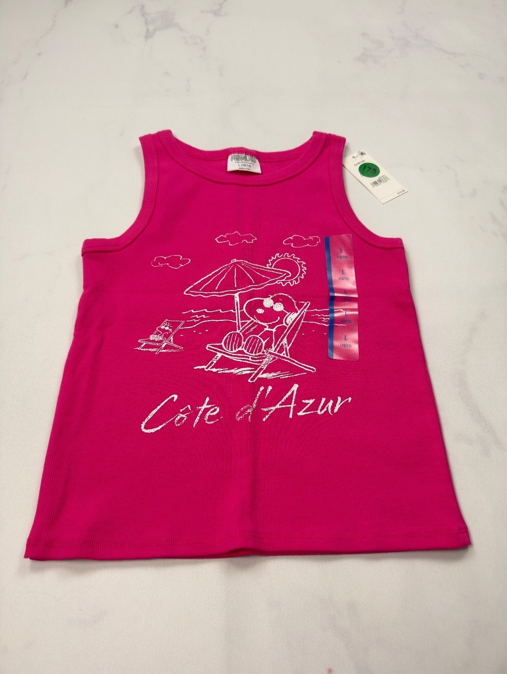 Peanuts Tank Pink Graphic Summer Beach Snoopy Lot - Girls L 10/12 NWT